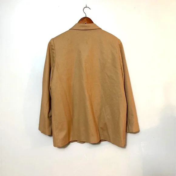 Sag Harbor Petite Womens Camel Wool Blazer Size 12P Single Button - Picture 3 of 6